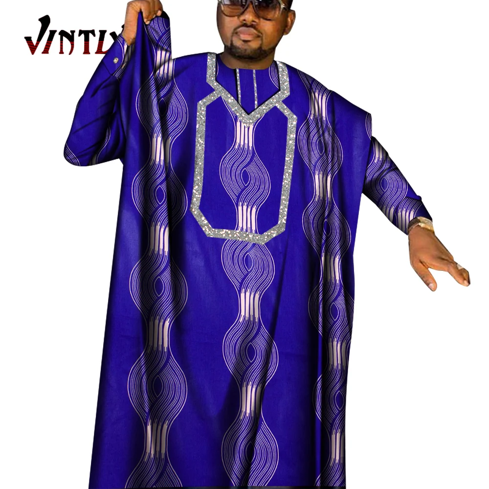 African Men Boubou Dashiki Agbada Robe Suits for Men 3 Pcs Sets Long Robe Coat and Shirt Pant African Men Clothes Wyn1564