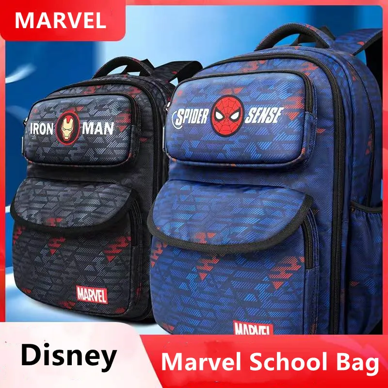 Genuine Disney School Bag For Boys Primary Middle Student Shoulder Orthopedic Backpack Iron Spider Man Large Capacity Mochila
