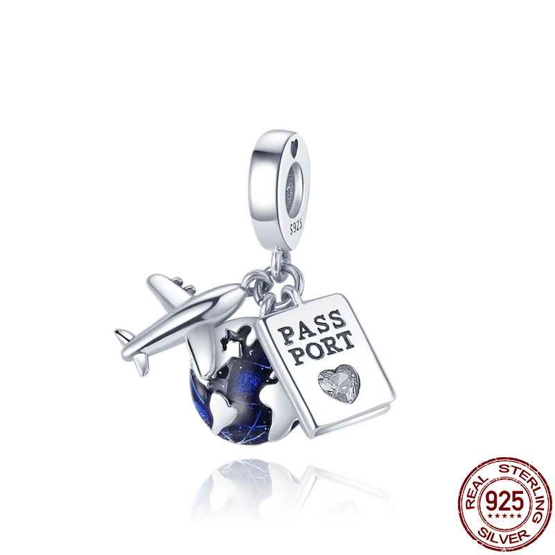 925 Sterling Silver Camera Bead and Globe Charm Fit Original Pandora Bracelet DIY Jewelry For Women Support Wholesale |