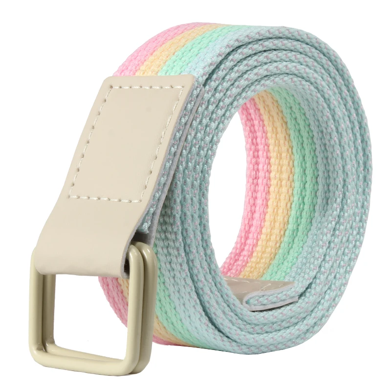 Belts For Women Canvas Student Simple Versatile Jeans With Double Ring Buckle Men's and Women's Casual Belt Trend