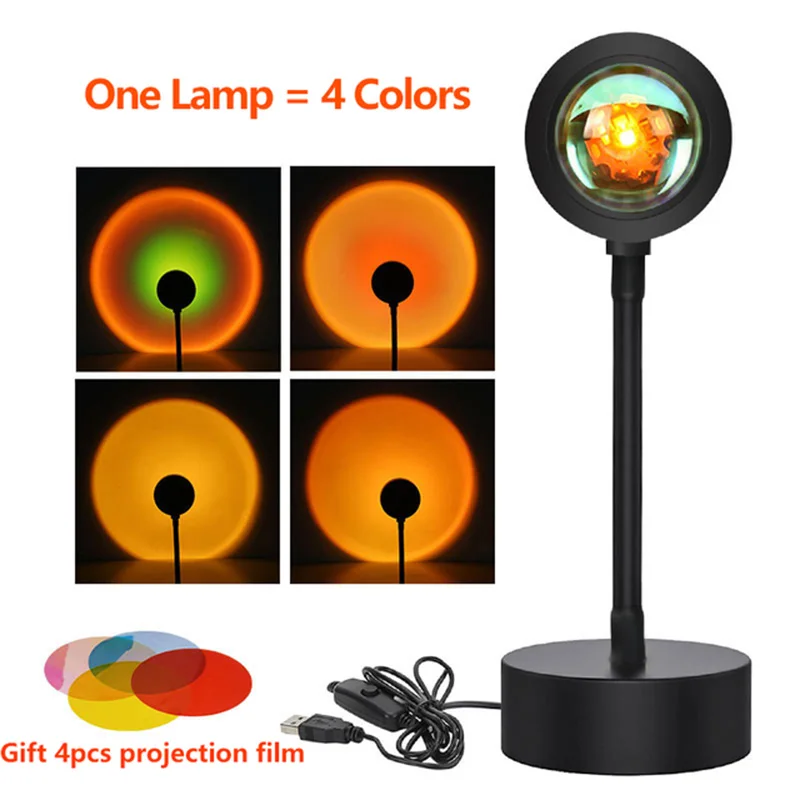 

4 In 1 USB Lamp Projector Rainbow Atmosphere LED Night Light For Living Room Bedroom Shop Background Decor Colorful Lamp
