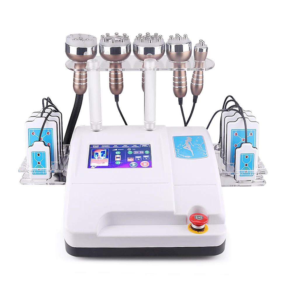 

6in1 fat cavitation multipolar bipolar rf lipolaser vacuum body shaping weight loss machine
