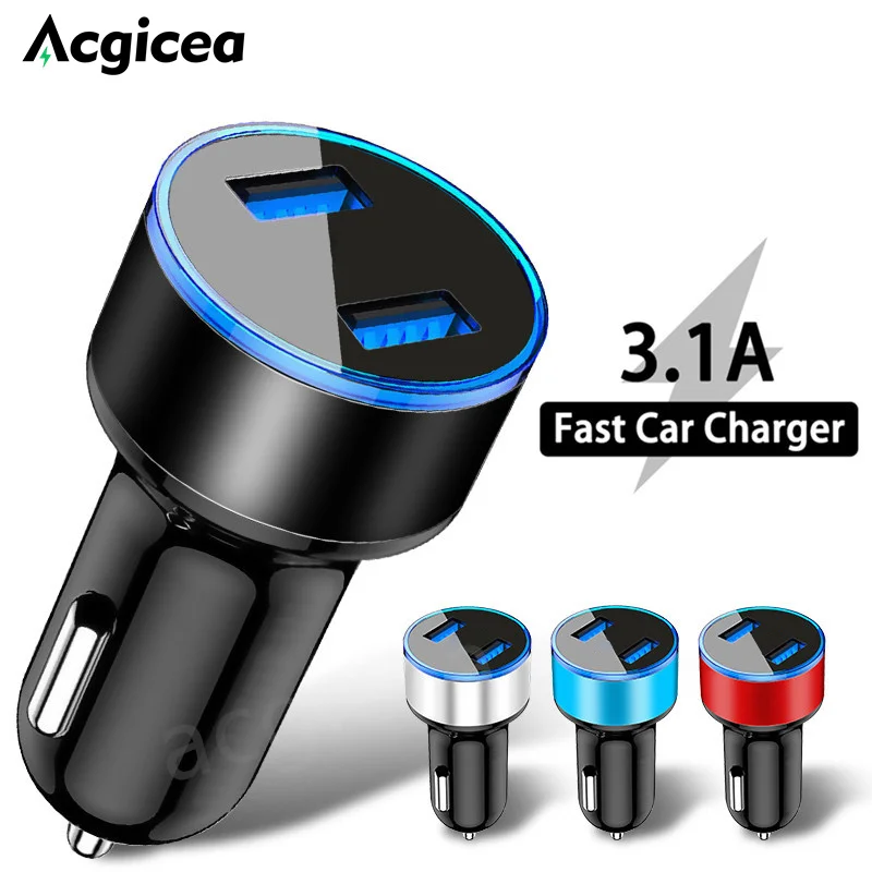 

18W 4.8A Car Charger Dual USB Fast Charging For iPhone 13 Pro Max 6 7 8 Plus Xiaomi Redmi Huawei Samsung Phone Chargers Adapter