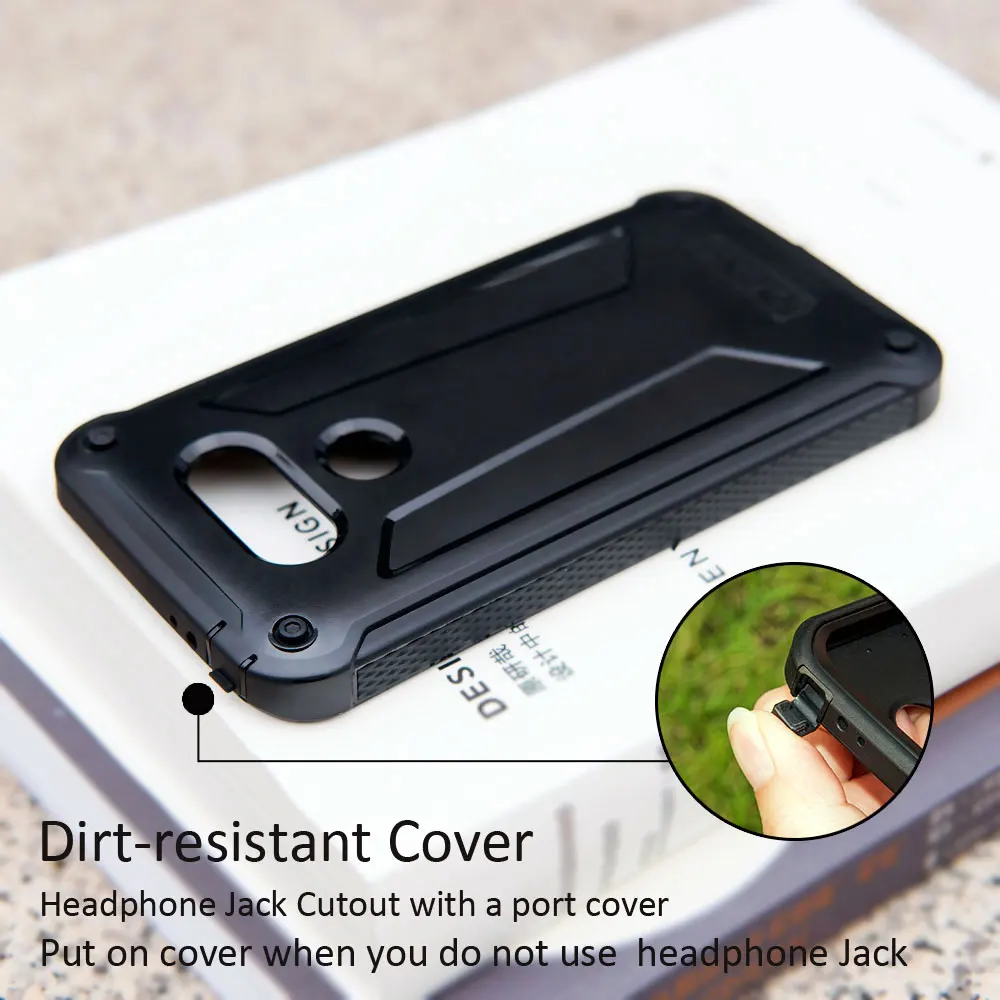 For LG G5 Phone Case Heavy Duty Protection Cover Joylink Built-in Screen Protector Defender Business Black
