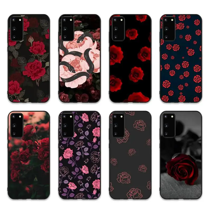 

Aesthetic Red Rose Phone Case for Samsung S20 lite S21 S10 S9 plus for Redmi Note8 9pro for Huawei Y6 cover