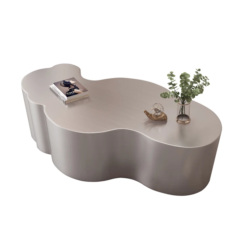 Итальянский минималистичный кофейный столик в форме облака серебристый wabi для