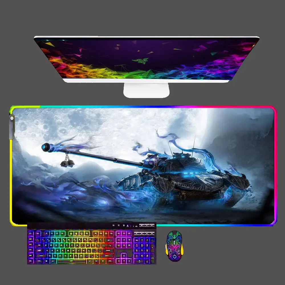 

World Tank War RGB Large Gaming Mouse Pad XXL Anime Mini PC Gamer Desk Mat Laptop Computer LED Backlight Mousepad for CS GO LOL