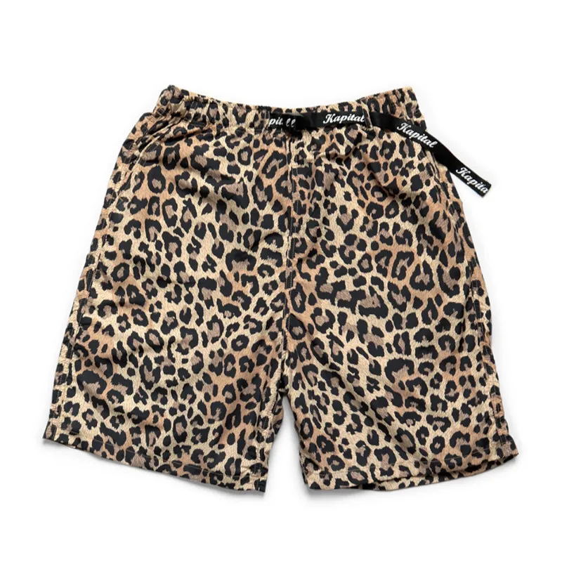 KAPITAL Hirata Hohiro Quick Drying Leopard Print Japanese Nylon Loose Men's and Women's Casual Shorts Linen Cotton Beach Shorts