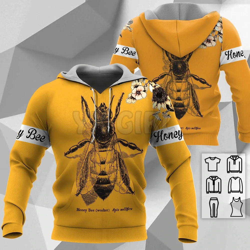 

Honey Bee Woker Apis 3D All Over Printed Hoodies Streetwear Casual Unique Men's For Women's Hoodie/Sweatshirt/Zipper Hoodies
