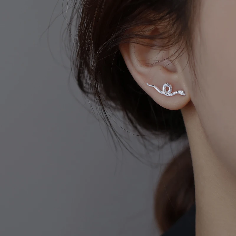 

Женские серьги в форме змеи из серебра 999 пробы, с уникальными отверстиями для ушей