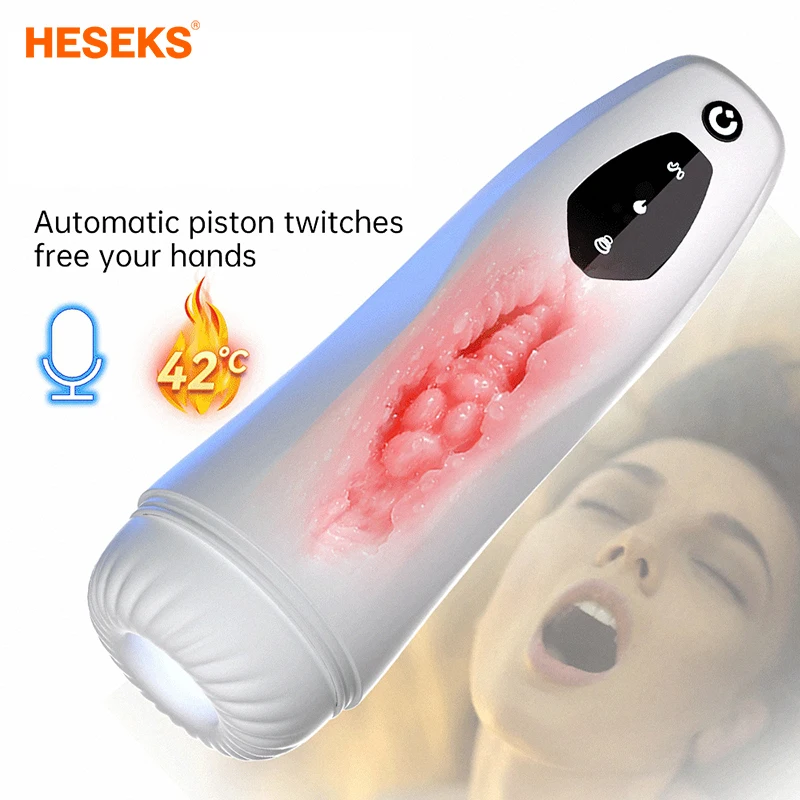 Automatic Vibrators For Men Male Masturbators Clamping Sucking Power Electric Pocket Pussy Realistic Vagina Soft Smart Heating