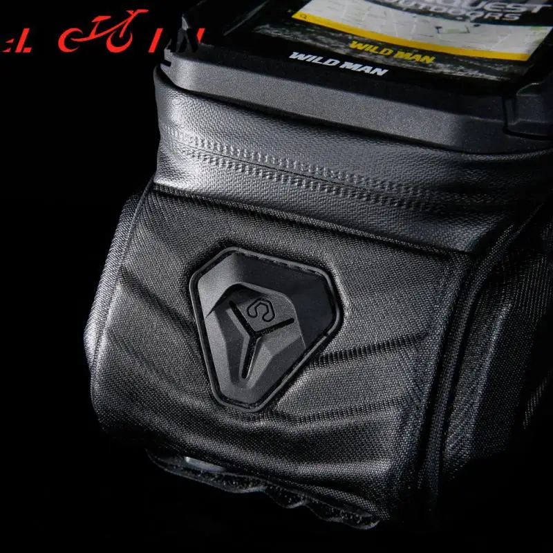 

External Headphone Jack Bicycle Bag Glue-pressed Zipper Waterproof Mobile Phone Bag Portable 1.2l Mountain Bike Bag Tpu Black