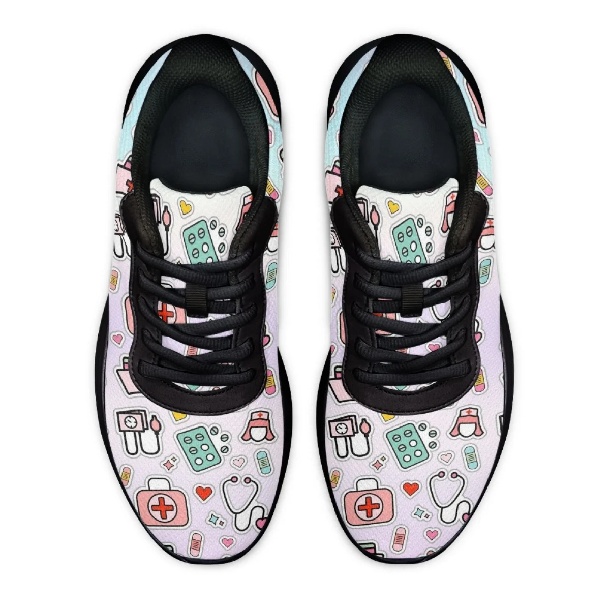 Кроссовки женские износостойкие плоская подошва с принтом для медсестер и