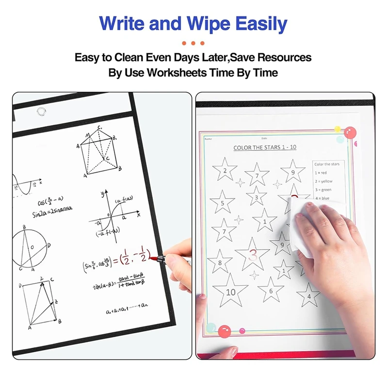 Dry Erase Pockets - Reusable Writing And Wiping For Teachers School Classroom Supplies Office Worksheets