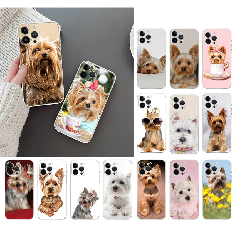 

Phone Case For iphone 14 13 12 11 Pro Max XS Max XR X 12mini 14 Plus SE Cute Yorkshire terrier dog Case Funda Capa Cell