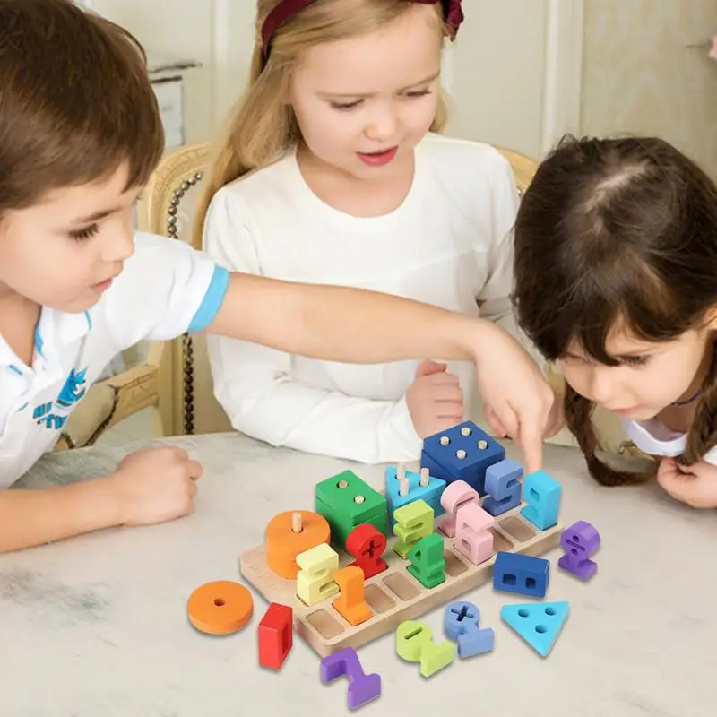 Деревянный сортировщик форм головоломка с номером игрушки для подсчета малышей