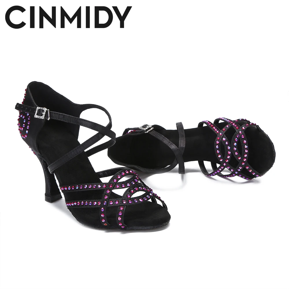 Женские туфли для латиноамериканских танцев CINMIDY красные из латекса с мягкой