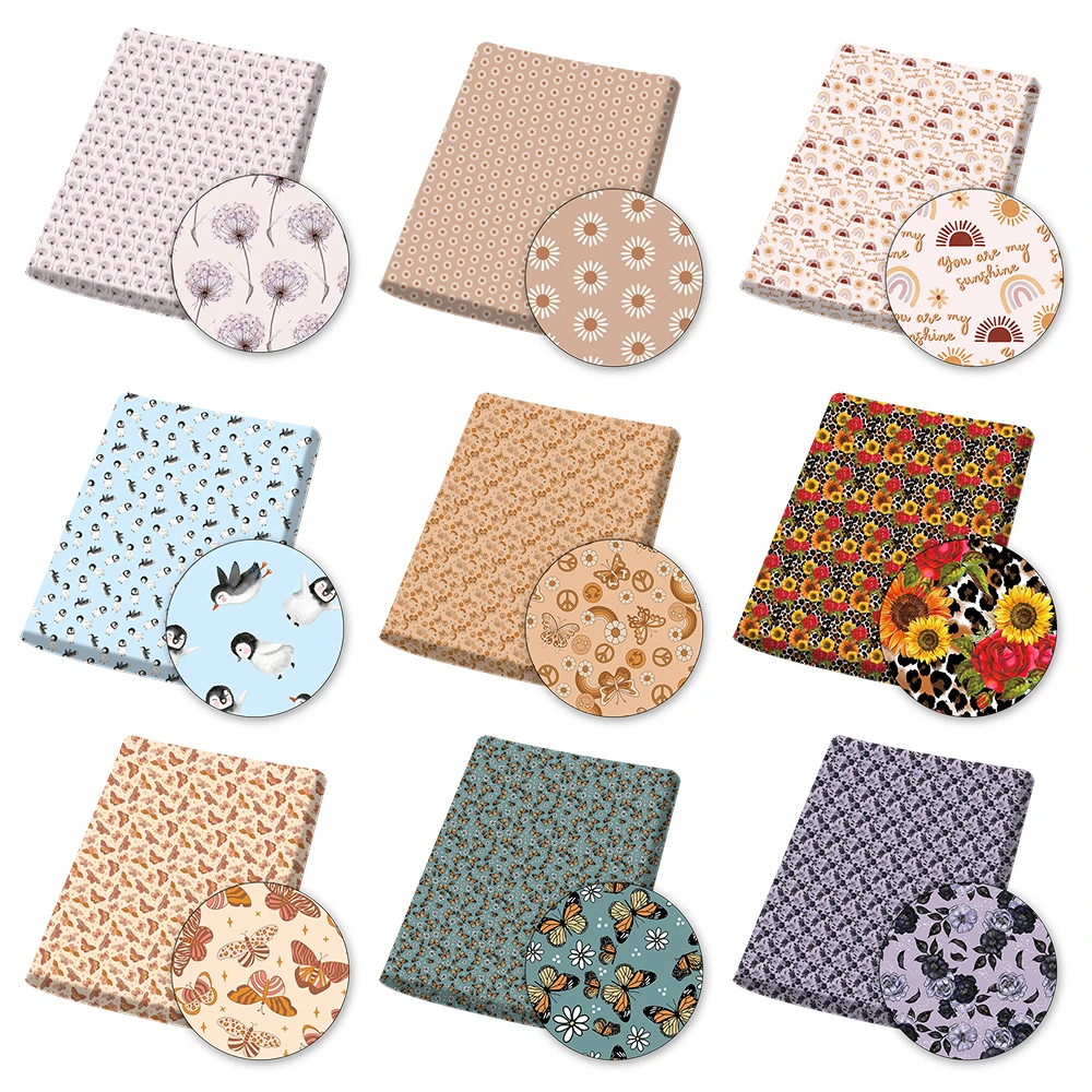 

Polyester Cotton Fabric Butterfly Printed Sheets for Designer Dresses DIY Sewing Materials 45*145cm 1Pc