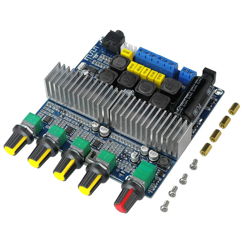 

Плата усилителя высокой мощности TPA3116D2 с Bluetooth 5,0, аудиомодуль 2,1, звуковой канал, бас, супер бас, цифровой усилитель 50 Вт * 2 + 100 Вт