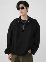 syuhgfa men clothing 2022 autumn stand collar sweatshirt fashion loose zipper korean streetwear sweatshirts tops for counple