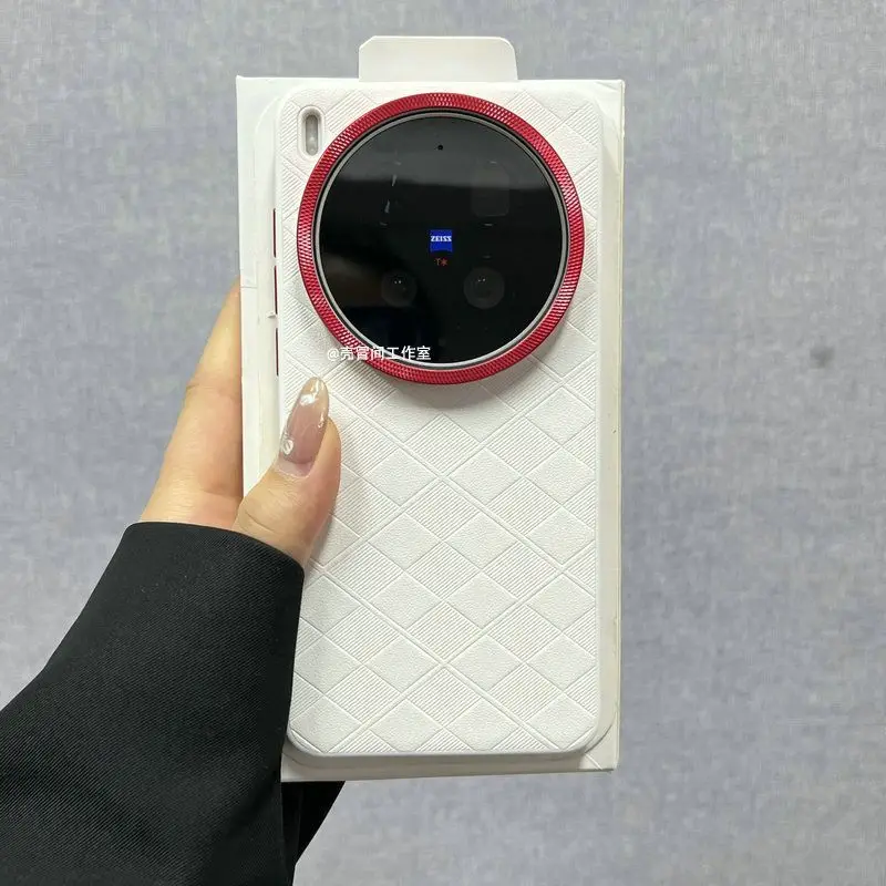 Фото Чехол для Vivo X300 Pro, X200 Ultra, X200 Pro Mini: модный чехол с сетчатой текстурой из искусственной кожи и силикона, противоударный бампер №4