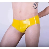 male latex shorts rubber briefs yellow handmade fetish underwear short pants no zip