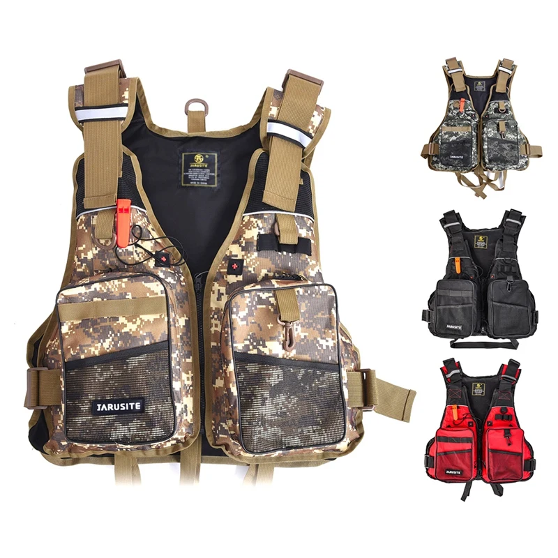 

Плавучий жилет JARUSITE, спасательный жилет для рыбалки, рыболовное спасательное снаряжение для ловли нахлыстом, Рыболовный Жилет регулируемо...