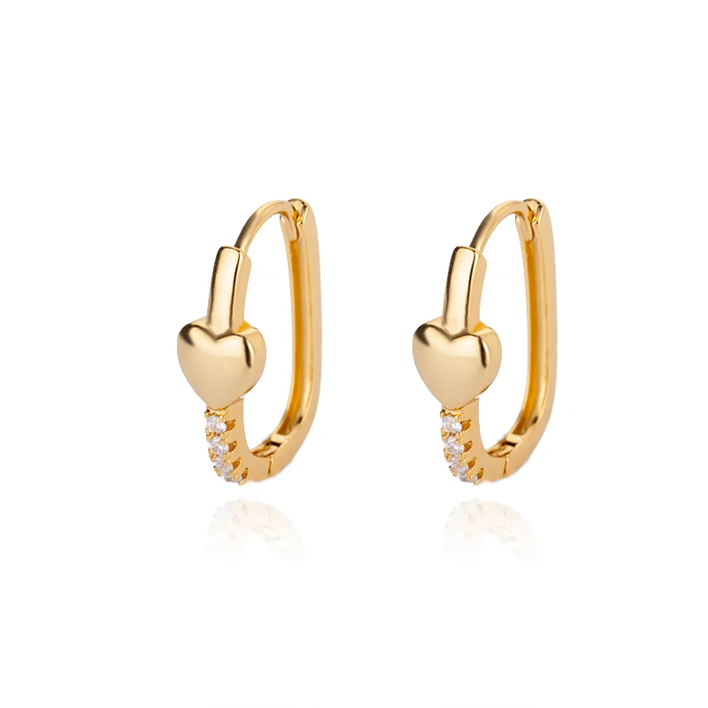 

Heart Hoop Earrings For Women Stainless Steel Shiny Cubic Zircon Sliver Color Geometric Oval Earring Korean Fashion Jewelry