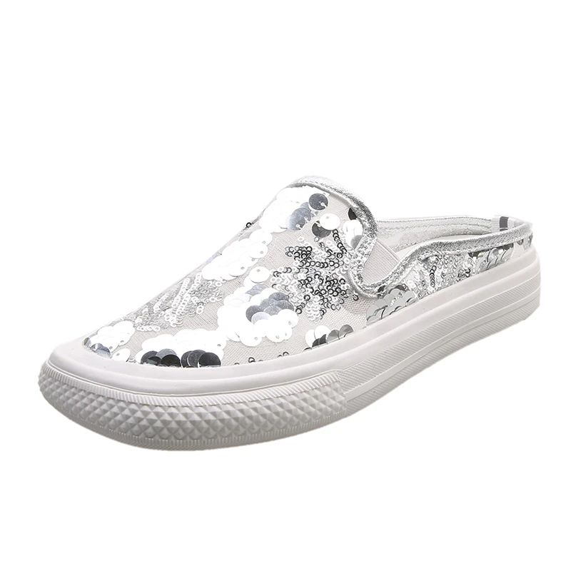 Tennis Bling Mesh Square Gold Silver Black Casual Shoes Luxury Women's Rubber Slippers Sandals Summer 2023 Comfortable Shoe