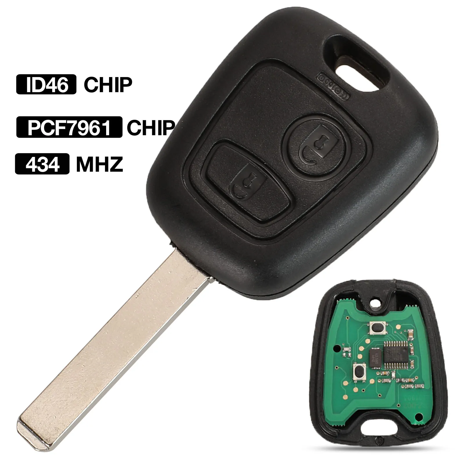 

jingyuqin 2 кнопки 433 МГц с чипом PCF7961 дистанционное управление ключом автомобиля без ключа для Peugeot 307 Citroen C1 C3 VA2 лезвие