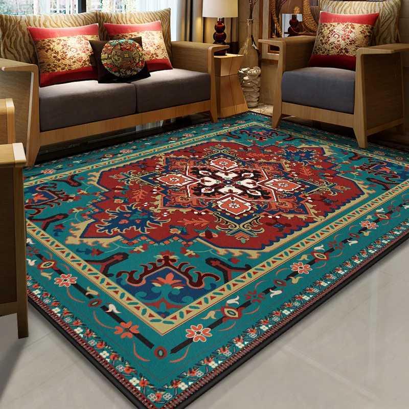 

Persian Living Room Area Rug Bedroom Door Carpets Crystal Velvet Turkish Kitchen Rug Anti-slip Boho Prayer Entrance Door Mat