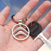 car keychain chrome silver easy to carry car logo key ring auto parts cutout keychain beauty for citroen c2 c4 c4l c4picasso c5