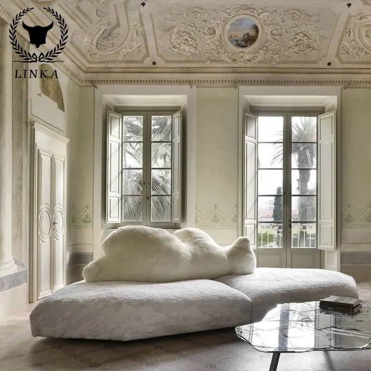 

Итальянский новый дизайн, роскошный диван для гостиной с облаком, белый тканевый расширяемый 12-местный диван с белым медведем