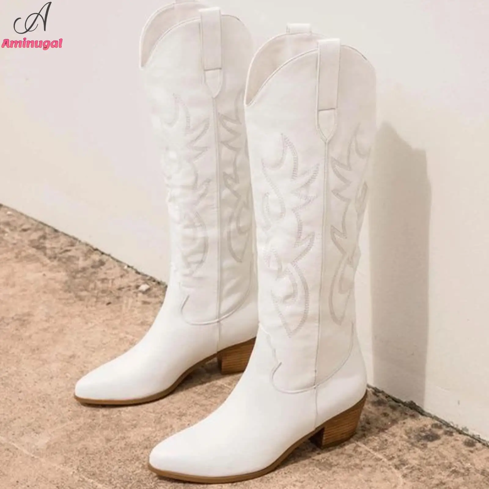 Cowgirl Western Boots 2023 Brand New Great Quality Cowboy Fashion Chunky Heeled Embroidery Cool Women Knee-high Boots Shoes