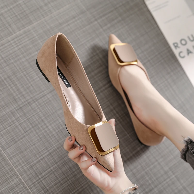 Brand 2022 Flats Shoes Women Flock Soft Soled Ballets Ladies Pointed Toe Party Shoes Bridesmaid Wedding Shoes OL Office Shoes