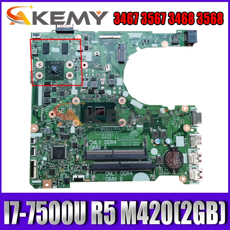 

Akemy For Dell Vostro 3467 3567 3468 3568 Motherboard I7-7500U R5 M420(2GB) 15341-1 91N85 0KDKDJ KDKDJ Mainboard 100%Tested