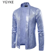 british nightclub stage sequined jacket mens spring and autumn casual large size knitted cardigan shiny cape singer costume