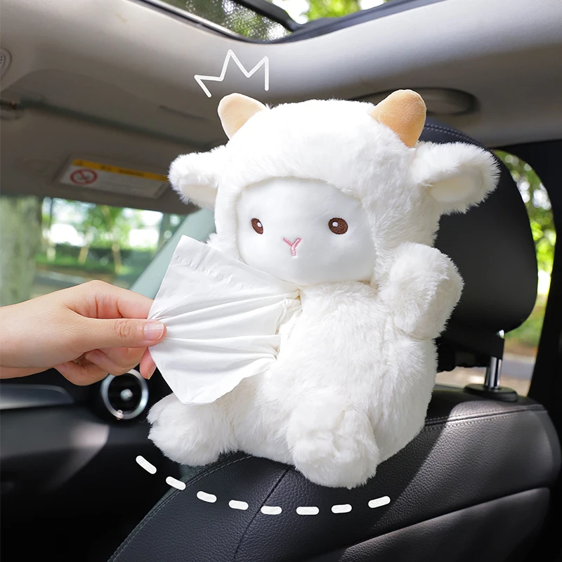

Cartoon Car Tissue Box Plush Piggy Sheep Napkin Tissue Paper Holder Car Styling Paper Case Car Interior Hanging Decoration