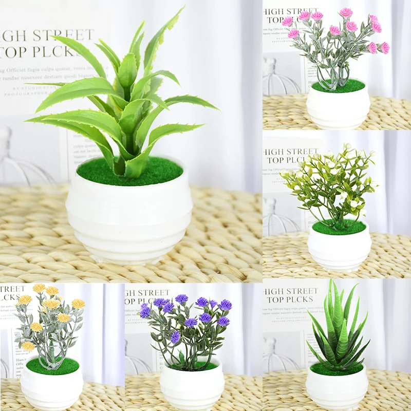 

Mini Artificial Aloe Plants Bonsai Fake Flower Small Simulated Tree Pot Plant for Home Garden Decor Office Table Potted Ornament