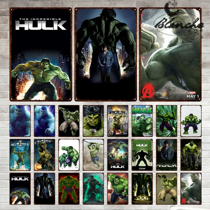 

Metal Sign Marvel Film The Incredible Hulk Tin Iron Plate Rust Modern Wall Art Poster Pictures For Fans Living Room Home Decor