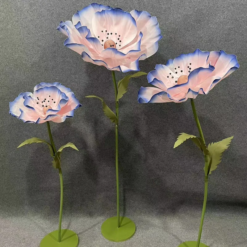 Гигантский искусственный букет большой размер маковые бумажные цветы