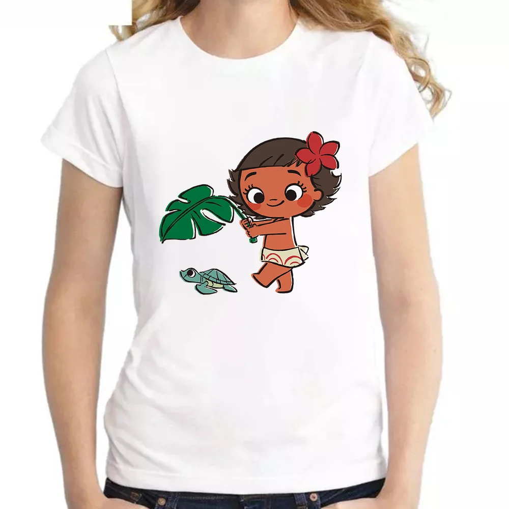 

Disney Baby Moana Kawaii Harajuku T-shirt Women Summer Casual Sweet Cute Girl Clothes Cartoon Tops Fashion Young Female T Shirt