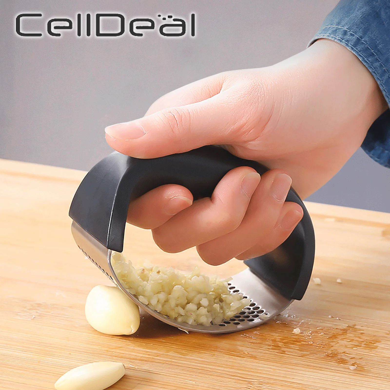 

1 Pc Garlic Presser Ginger Durable Multi-function Eco-Friendly Hand Held Press With Handle Kitchen Accessories Stainless Steel