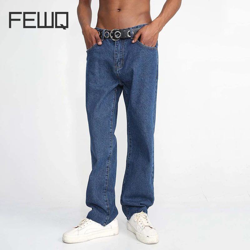 

FEWQ Men Fashion Casual High Street Niche Design Style Denim Pants New Loose Straight Leg Korean Edition Versatile Jeans 24X1044