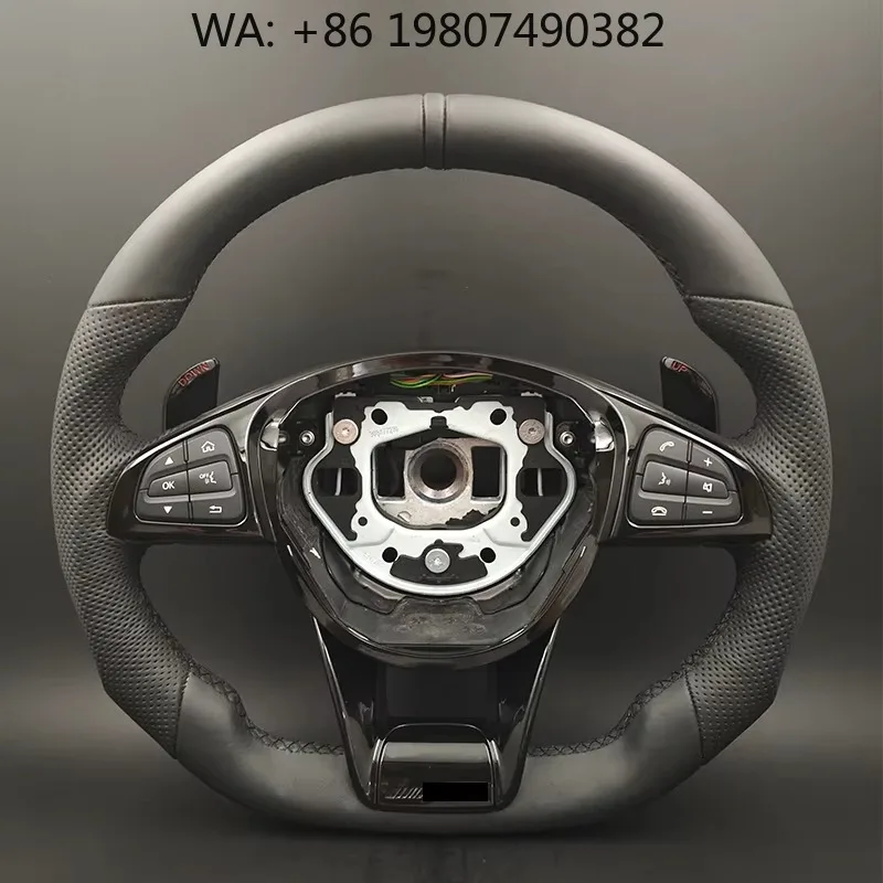 Фото Дышащий спортивный руль из натуральной кожи для Mercedes-Benz W204 W205 W211 W212 W176 W213 W177 W221 C E S-класса №1