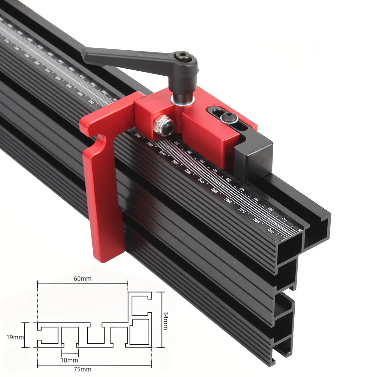 

75 Type Aluminum Multi T-Track Fence Woodworking Miter Track Fence DIY T Slot Miter Track Sliding Bracket Miter Gauge Backer