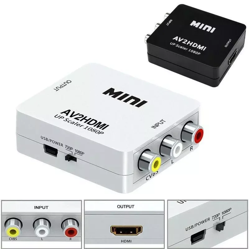 

RCA AV to HDMI-compatible Converter Adapter Composite for Nintend NES SNES PS1 SEGA DVD Xbox TV Projector with USB Cable