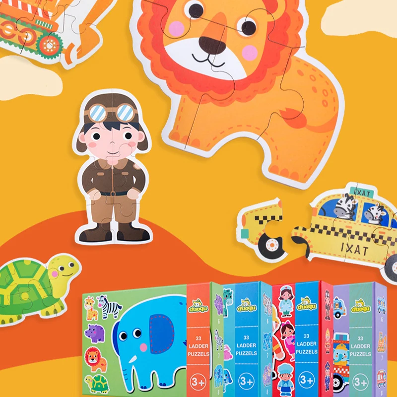

Children‘s 33 Pieces Paired Puzzle Pieces Animal Transportation Baby Early Education Jigsaw Puzzle Of Wooden Toy