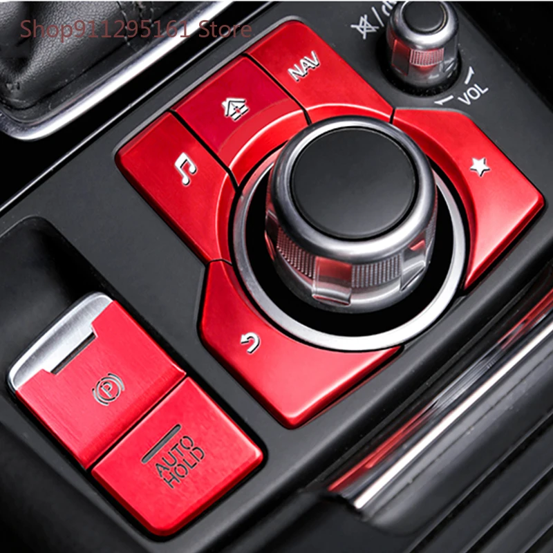 

Car Styling HandBrake Parking Brake AUTO HOLD & Multimedia Button Cover Frame Trim Sticker For Mazda 3 Axela CX-4 CX-5 LHD YY