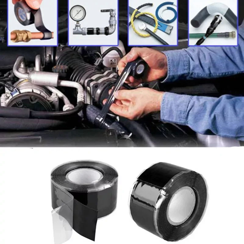 

1Pc Multi-purpose Self-adhesive Strong Black Rubber Silicone Repair tape Waterproof Bonding Tape Rescue Self Fusing Wire Cocina